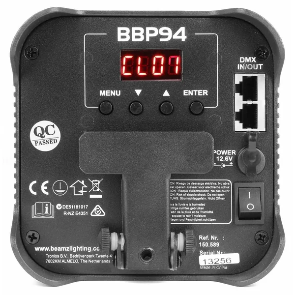 2nde Vie - BeamZ BBP94 - Projecteur PAR Uplight sur Batterie RGBAW-UV DMX - 40 Watts