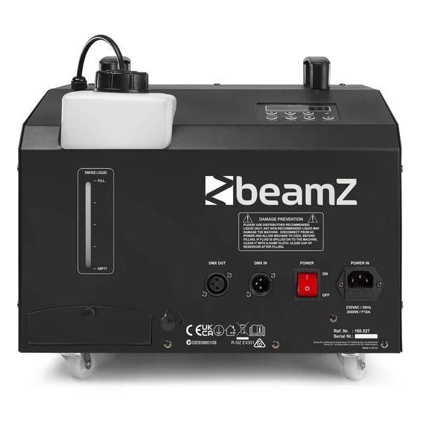 2nde Vie - BeamZ SB2000LED - Machine à fumée et à bulles, 2000W, 18x LED RGB, réservoir 1,35, mode DMX
