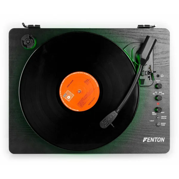2nde Vie - Fenton RP162LED - Platine Vinyle Bluetooth In & Out - Plateau LEDs, Haut-Parleurs Intégrés - Noire