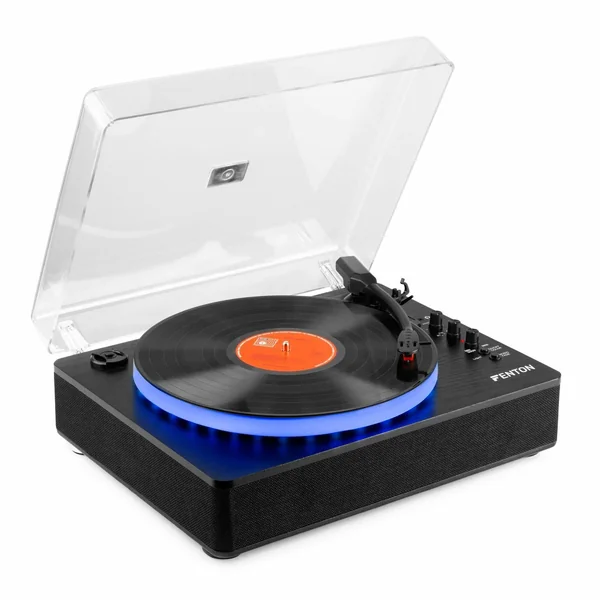 2nde Vie - Fenton RP162LED - Platine Vinyle Bluetooth In & Out - Plateau LEDs, Haut-Parleurs Intégrés - Noire