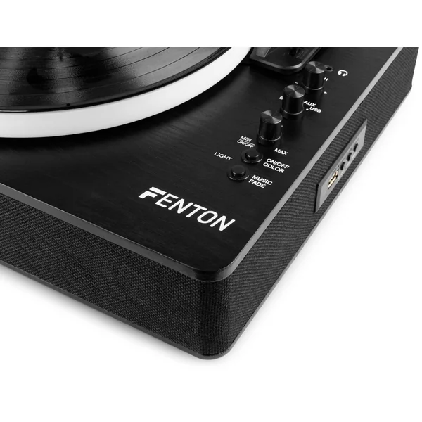 2nde Vie - Fenton RP162LED - Platine Vinyle Bluetooth In & Out - Plateau LEDs, Haut-Parleurs Intégrés - Noire