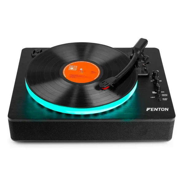 2nde Vie - Fenton RP162LED - Platine Vinyle Bluetooth In & Out - Plateau LEDs, Haut-Parleurs Intégrés - Noire