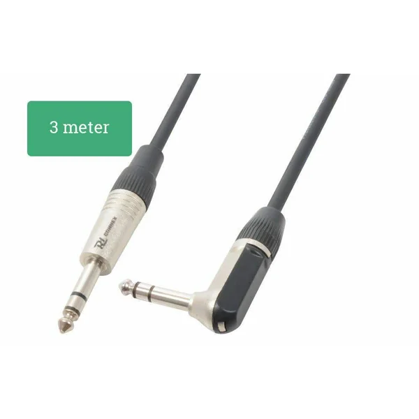2nde Vie - PD Connex Câble Audio Cordon Jack 6,35 Mâle Stéréo/Jack 6,35 Mâle Stéréo Coudé - 3m