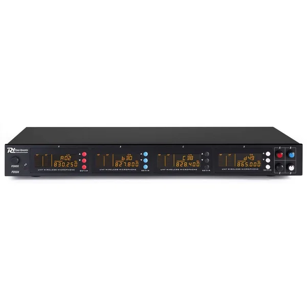 2nde Vie - Power Dynamics PD504B - Set micro sans fil UHF, 4 émetteurs de poche, livré dans une valise en aluminium