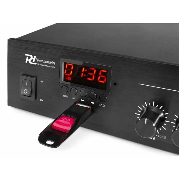 2nde Vie - Power Dynamics PDM25 - Amplificateur 100V 25W, Bluetooth, MP3, USB, AUX, avec télécommande