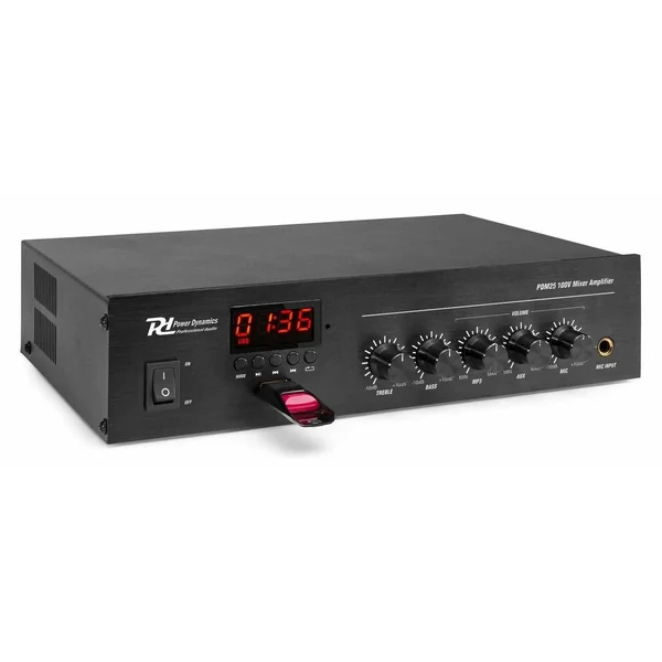 2nde Vie - Power Dynamics PDM25 - Amplificateur 100V 25W, Bluetooth, MP3, USB, AUX, avec télécommande