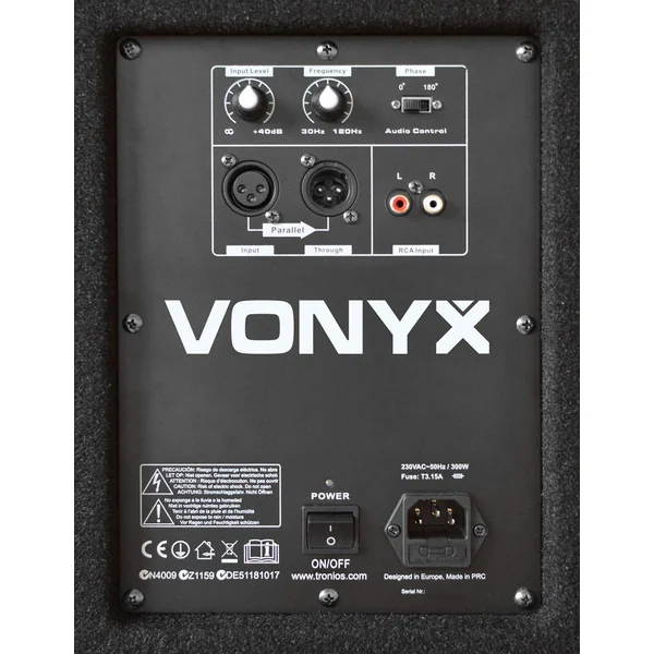 2nde Vie - Vonyx SWA15 - Caisson de Basse amplifié 600W, 15 pouces, insert pour pied d'enceinte