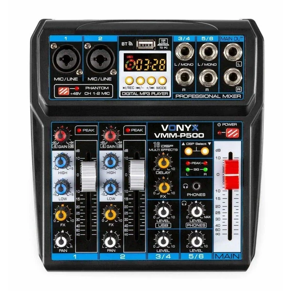 2nde Vie - Vonyx VMM-P500 - Console de Mixage, 4 Canaux, Bluetooth, MP3/USB