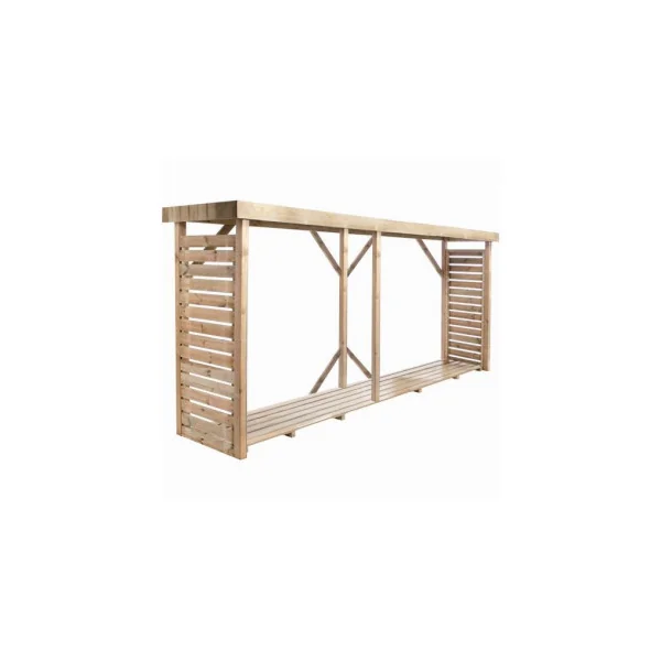 Abri bûches en pin Sylvestre 3,8m3 avec plancher Stockage bois Bucher en bois Rangement bois Abri bois