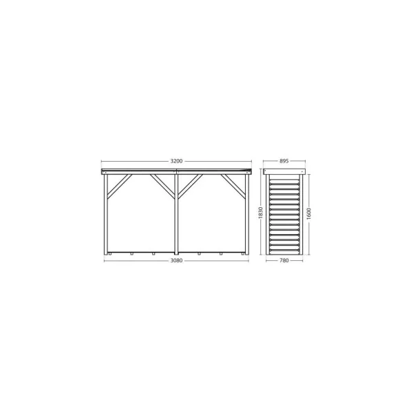 Abri bûches en pin Sylvestre 3,8m3 avec plancher Stockage bois Bucher en bois Rangement bois Abri bois