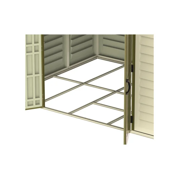 Abri de jardin 10,55m² en PVC Ivoire et Marron + Kit de Fondation Abri PVC
