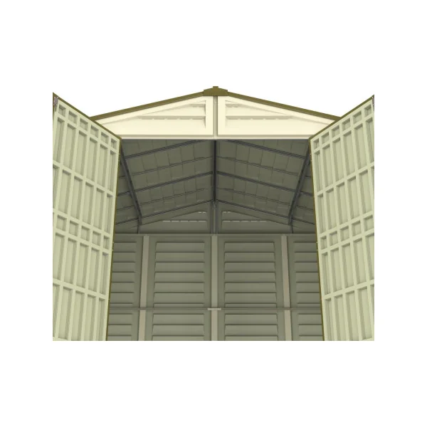 Abri de jardin 13,10m² en PVC Ivoire et Marron + Kit de Fondation Abri PVC