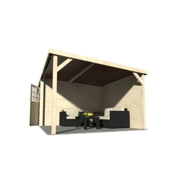 Abri de jardin 18,36m² sapin du nord 28mm avec auvent Abri jardin bois rangement bois outillage de jardin Chalet bois
