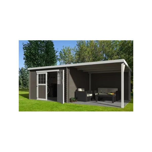 Abri de jardin 18,36m² sapin du nord 28mm avec auvent Abri jardin bois rangement bois outillage de jardin Chalet bois
