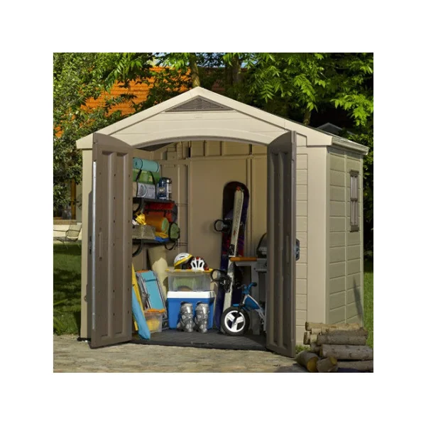 Abri de jardin 4,7m² en résine beige chocolat + plancher Abri jardin résine rangement bois outillage de jardin