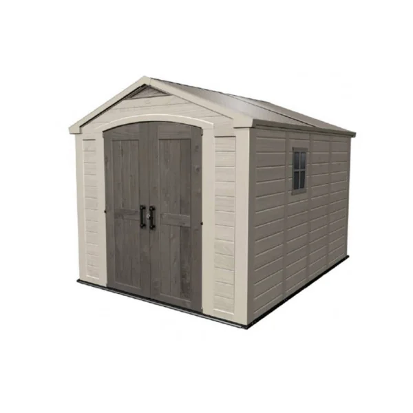 Abri de jardin 8,5m² en résine beige et chocolat + plancher Abri jardin résine rangement bois