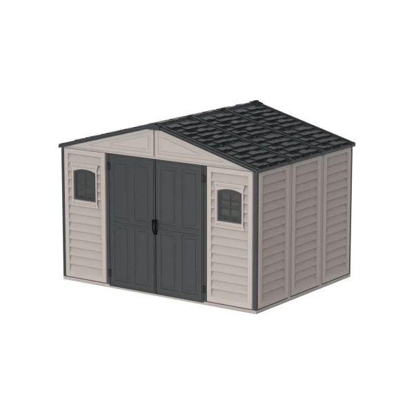 Abri de jardin 8m² en PVC Gris + Kit de Fondation Abri PVC