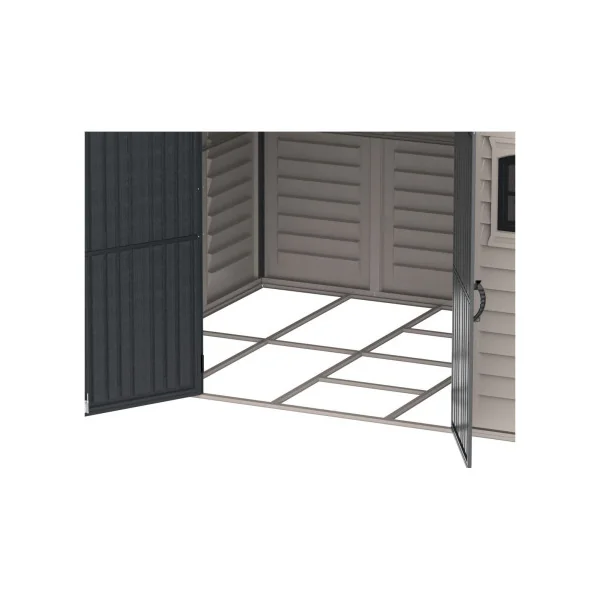 Abri de jardin 8m² en PVC Gris + Kit de Fondation Abri PVC