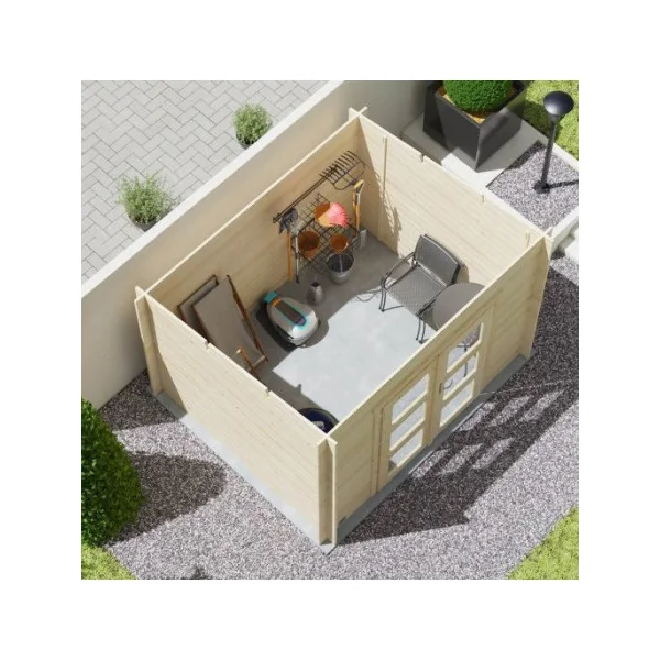 Abri de jardin bois massif d'épicéa 7,78m² en madrier Abri en bois Stockage extérieur