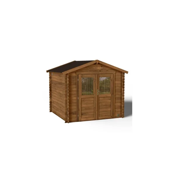 Abri de jardin bois massif d'épicéa Autoclave 6,53m² en madrier 28 mm Abri en bois Stockage extérieur