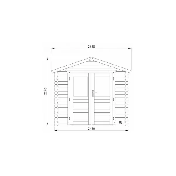 Abri de jardin bois massif d'épicéa Autoclave 6,53m² en madrier 28 mm Abri en bois Stockage extérieur