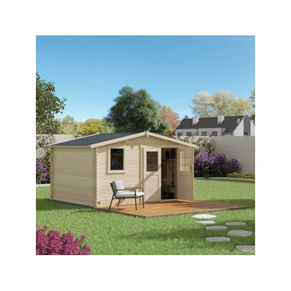 Abri de jardin en bois massif d'épicéa 11,86m² en madrier Abri en bois Stockage extérieur