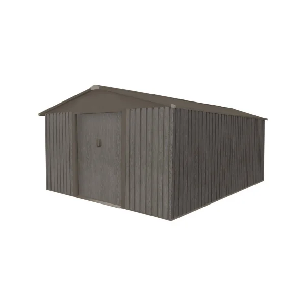 Abri de jardin en métal 13,51m² imitation bois + kit ancrage Abri jardin métallique rangement bois