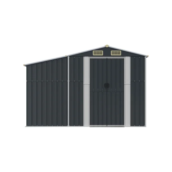 Abri de jardin en Métal Anthracite 10,12m² + Bûcher Abri Métallique de rangement