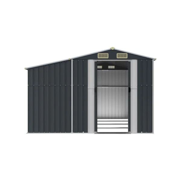 Abri de jardin en Métal Anthracite 10,12m² + Bûcher Abri Métallique de rangement