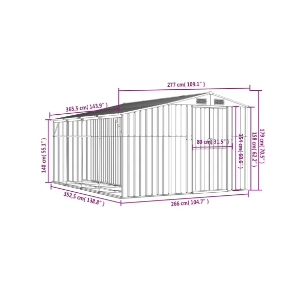 Abri de jardin en Métal Anthracite 10,12m² + Bûcher Abri Métallique de rangement