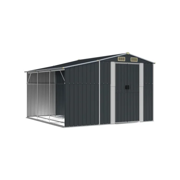 Abri de jardin en Métal Anthracite 7,72m² + Bûcher Abri Métallique de rangement