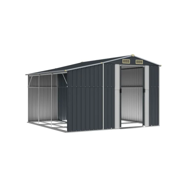 Abri de jardin en Métal Anthracite 7,72m² + Bûcher Abri Métallique de rangement