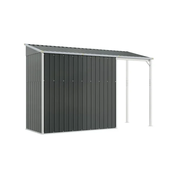 Abri de jardin en Métal Anthracite + Auvent Abri métallique de rangement