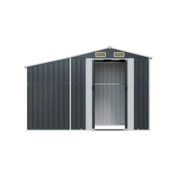 Abri de jardin en Métal Anthracite + Bûcher Abri Métallique de rangement
