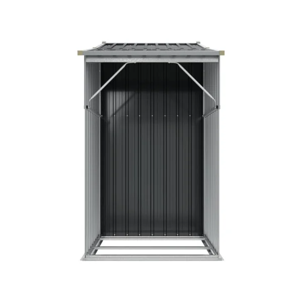 Abri de jardin en Métal Anthracite + Bûcher Abri Métallique de rangement