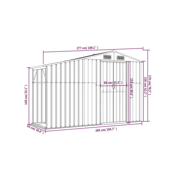 Abri de jardin en Métal Anthracite + Bûcher Abri Métallique de rangement