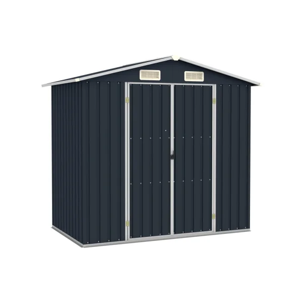 Abri de Jardin en Métal Galvanisé 2,64 m² Anthracite Abri Métallique Stockage Bois Outillage