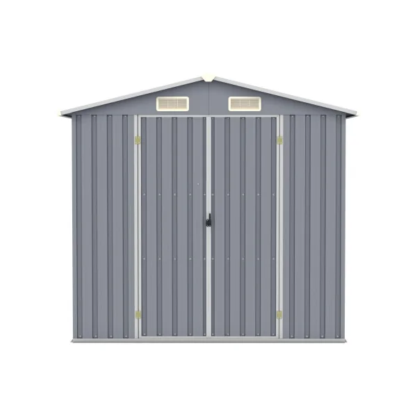 Abri de Jardin en Métal Galvanisé 2,64 m² Gris Abri Métallique Stockage Bois Outillage
