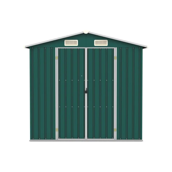 Abri de Jardin en Métal Galvanisé 2,64 m² Vert Abri Métallique Stockage Bois Outillage