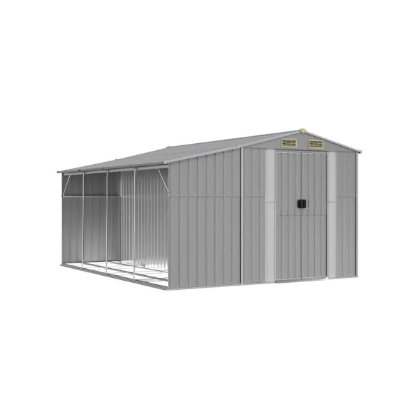 Abri de jardin en Métal Gris 10,12m² + Bûcher Abri Métallique de rangement