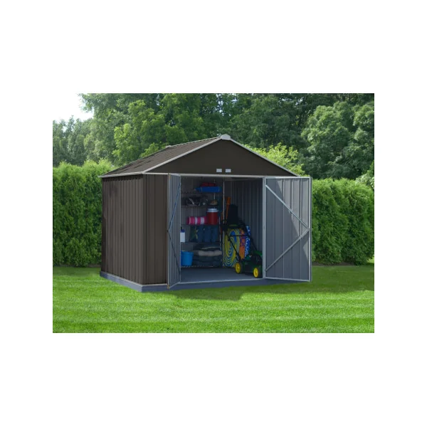 Abri de jardin en métal gris 7,44m² Abri jardin métallique rangement bois outillage de jardin