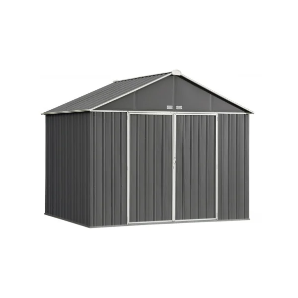 Abri de jardin en métal gris 7,44m² Abri jardin métallique rangement bois outillage de jardin
