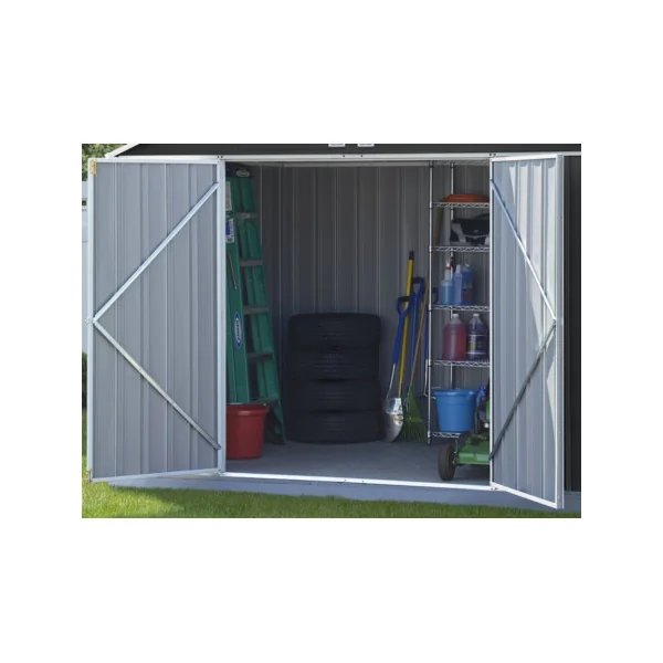 Abri de jardin en métal gris 7,44m² Abri jardin métallique rangement bois outillage de jardin