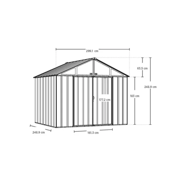 Abri de jardin en métal gris 7,44m² Abri jardin métallique rangement bois outillage de jardin