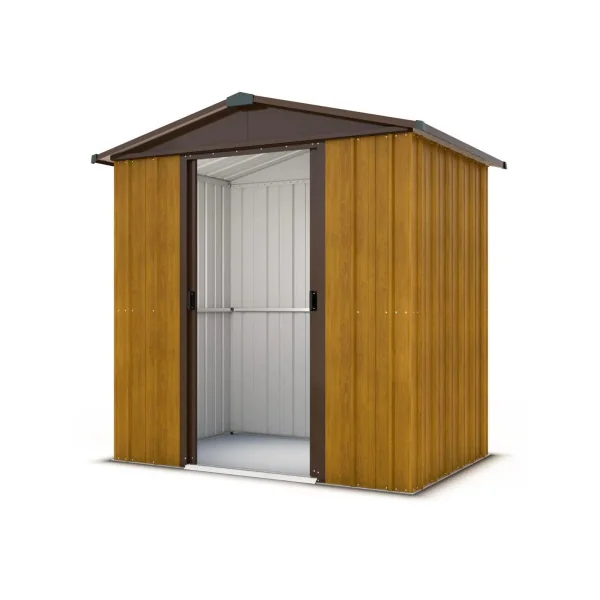 Abri de jardin en métal imitation bois 2,77m² + kit ancrage Abri jardin métallique rangement bois outillage de jardin