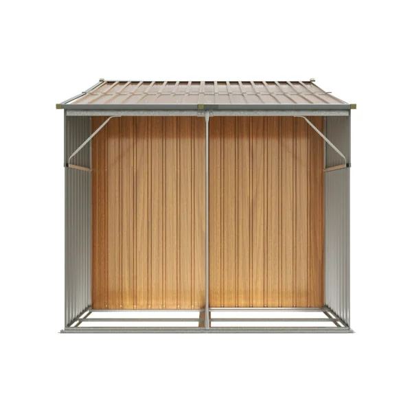 Abri de jardin en Métal Imitation Bois 5,31m² + Bûcher Abri Métallique de rangement
