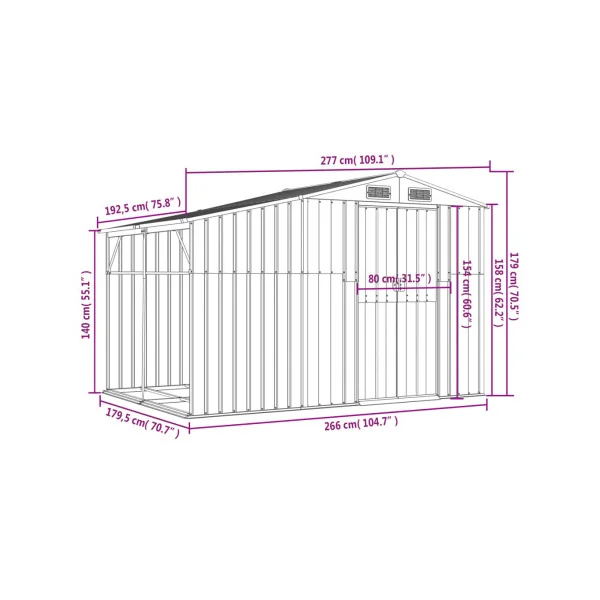 Abri de jardin en Métal Imitation Bois 5,31m² + Bûcher Abri Métallique de rangement
