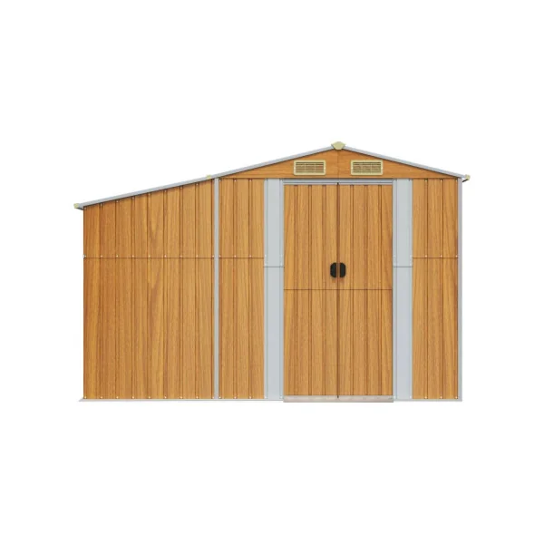 Abri de jardin en Métal Imitation Bois 7,72m² + Bûcher Abri Métallique de rangement
