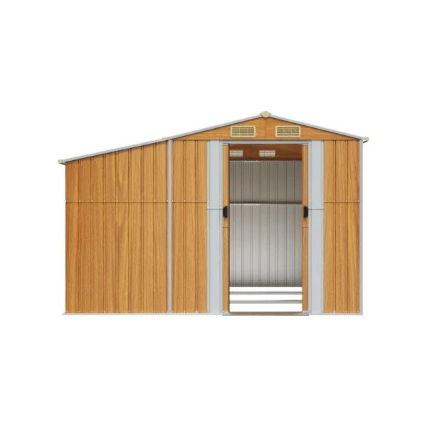 Abri de jardin en Métal Imitation Bois 7,72m² + Bûcher Abri Métallique de rangement