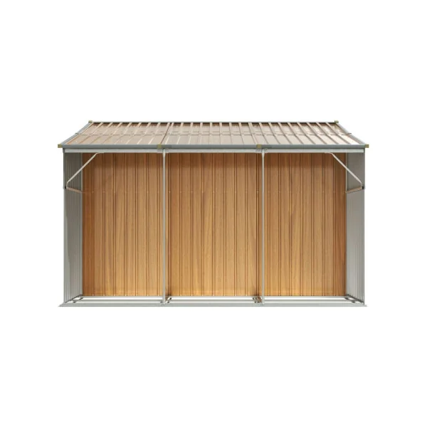 Abri de jardin en Métal Imitation Bois 7,72m² + Bûcher Abri Métallique de rangement